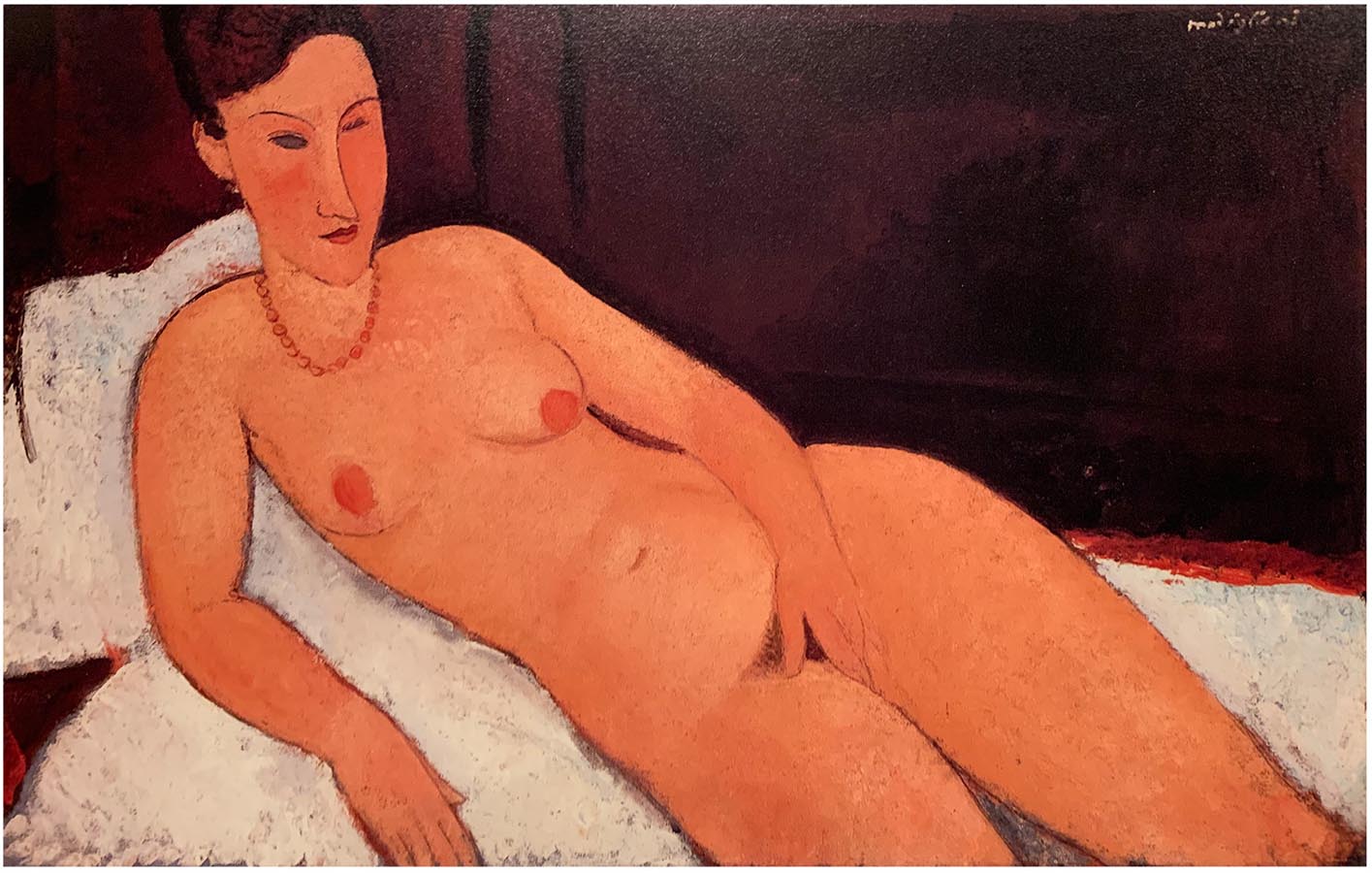 NUDE WITH CORAL NECKLACE - ONE EYE CLOSED  BY AMEDEO MODIGLIANI