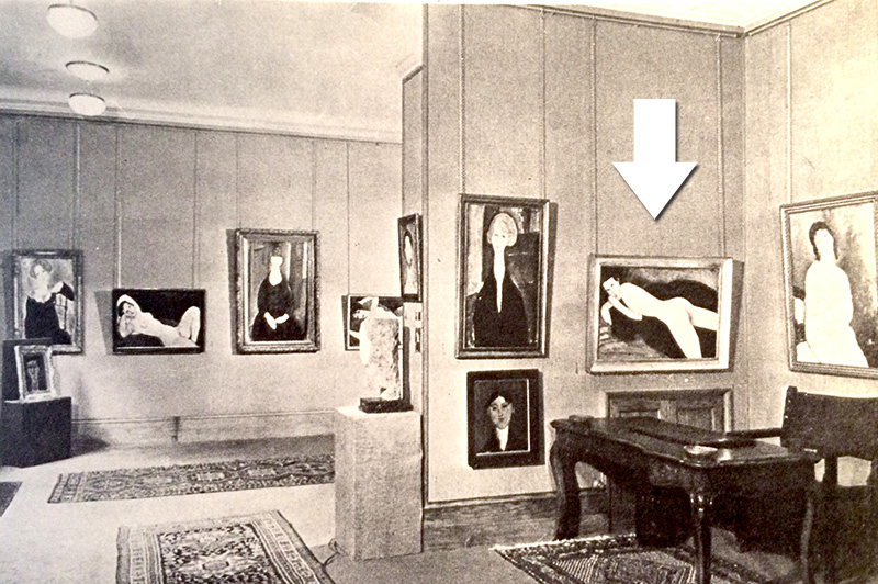 The painting framed in Galerie Bing Paris in 1925