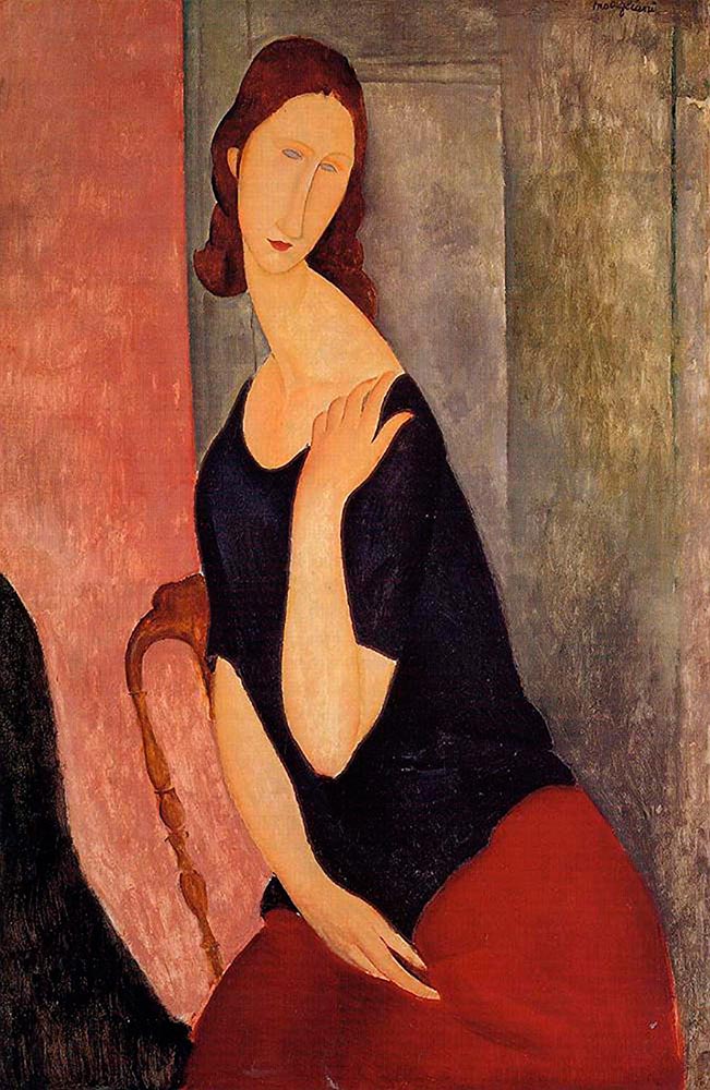 Jeanne Hébuterne with hand in shoulder by Amedeo Modigliani