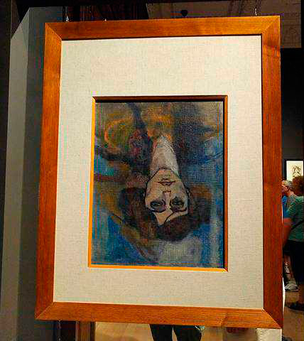 The painting framed at Modigliani unmasked, Jewish Museum, 2018 