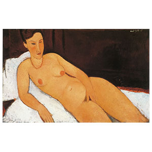 reclining nude or nude with necklace one eye closed by amedeo modigliani