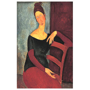Jeanne Hébuterne seated with the arm resting in the back of the chair BY AMEDEO MODIGLIANI