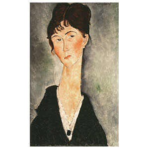 BUST OF A WOMAN WITH A BLACK PENDANT BY AMEDEO MODIGLIANI