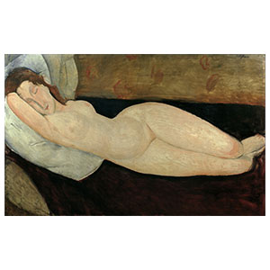 nu couche or lying nude head resting on right arm by amedeo modigliani