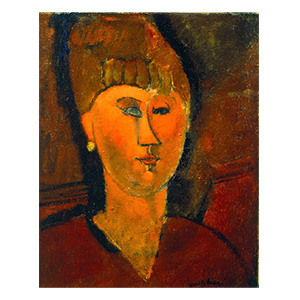 Woman head, red hair or  the russian woman by amedeo modigliani