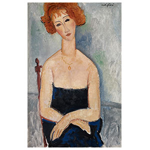 Red hair young girl with necklacce by amedeo modigliani