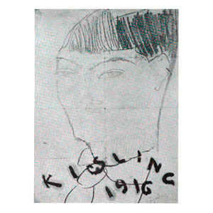Head of Kisling. 1916. Wax crayon, 10% x 8%". Perls Galleries.
