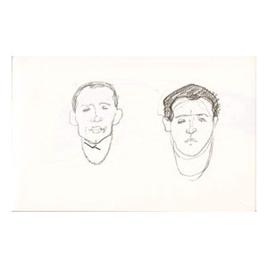 2 Male Heads, 1 Self-Portrait