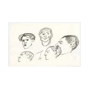 5 Male Heads, 1 Self-Portrait