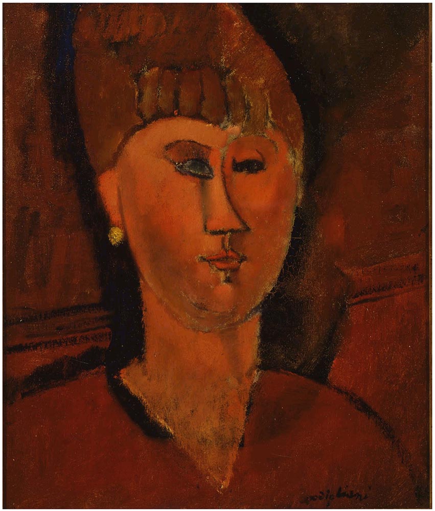 RED WOMAN BUST BY AMEDEO MODIGLIANI