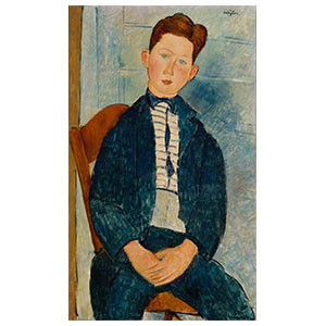 Seated boy with stripes shirt amedeo modigliani