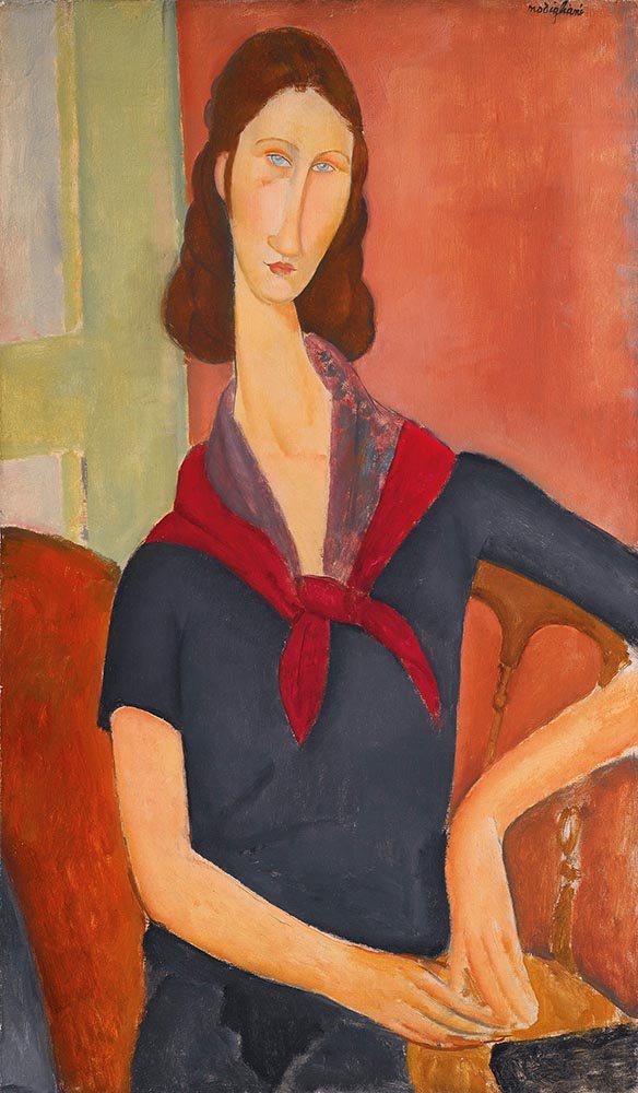 Jeanne Hébuterne with red foulard  by Amedeo Modigliani