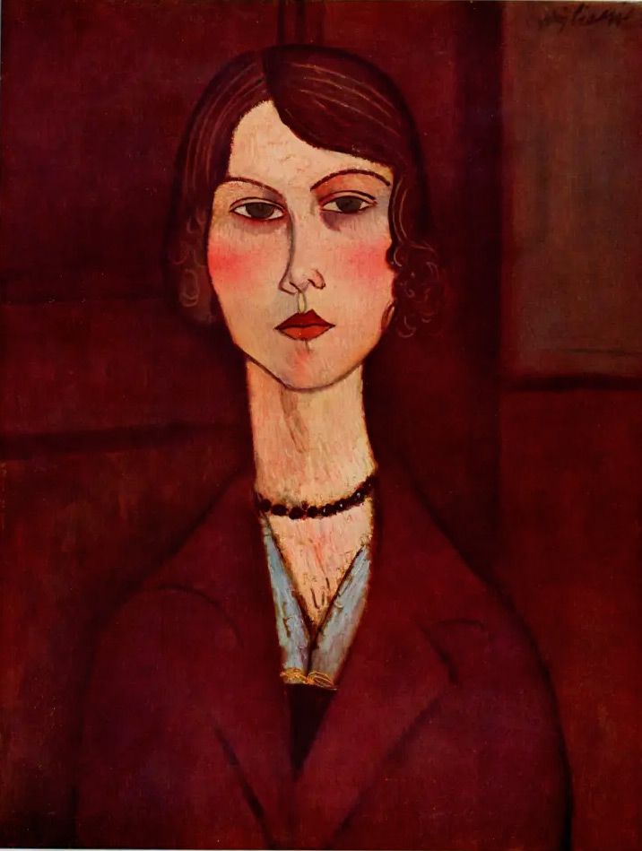 woman in front of a door attributed to amedeo modigliani