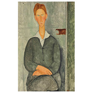 redhair young men or the student seated or garçon avec rouge cheveux assis de face by amedeo modigliani