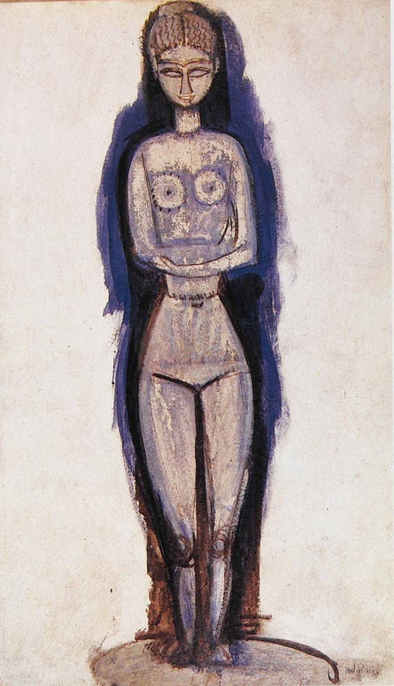 standing nude arms crossed by amedeo modigliani